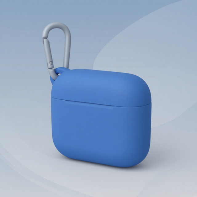 Apple AirPods 4 Silicone Case with Carabiner — Blue Carabiner